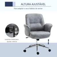 Vinsetto Cadeira de Escritório Ergonômica Giratória com Altura Ajustável Apoio para os Braços e Encosto Acolchoado 67x69x92-102cm Cinza(m-4)
