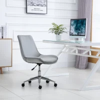 HOMCOM Cadeira de Escritório Operativa Giratória com Altura Ajustável Encosto Estofado em Pelúcia 52,5x60x82-91cm Cinza(m-12)