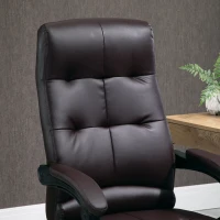 Vinsetto Cadeira de escritório ergonômica giratória com função de inclinação altura ajustável Apoio de braço e apoio para os pés em couro sintético 65x65x118-125cm marrom(m-10)