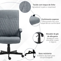 Vinsetto Cadeira de Escritório Giratória 360° com Encosto Alto Altura Ajustável e Função de Inclinação 65x65x102-112,5cm Cinza Escuro(m-7)