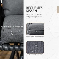 Outsunny Gartenmöbelset, 5-tlg., 2 x Sitzbank, 2 x Hocker, 1 x Tisch, Sitzkissen, Stahlrahmen, Kunstrattan, schwarz(m-6)