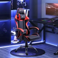Vinsetto Cadeira Gaming Ergonômica Cadeira para Videojogos Reclinável com Altura Regulável Apoio para a Cabeça e Almofada Lombar 63x67x119-127cm Vermelho e Preto(m-2)