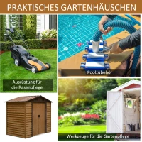 Stalen gereedschapsschuur Outsunny, afsluitbare dubbele deur, ventilatieopeningen, houtlook, stalen behuizing, 1,96 x 2,36 x 2,08 m(m-4)