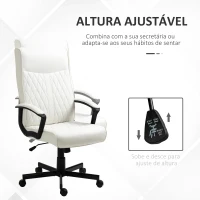 Vinsetto Cadeira de Escritório Giratória 360° com Encosto Alto Altura Ajustável e Função de Inclinação 65x65x102-112,5cm Branco creme(m-4)