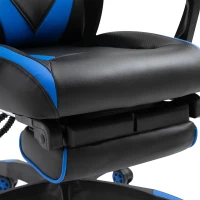 Vinsetto Cadeira Gaming Ergonómica Cadeira Gaming para Escritório com Altura Ajustável Encosto Regulável Almofada Lombar Apoio para os Pés Retráteis 65x70x117-125cm Azul(m-15)