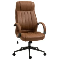 Vinsetto Cadeira de Escritório Ergonômica Giratória com Altura Ajustável Apoio para a Cabeça Apoio para o Braço e Encosto Acolchoado 61,5x52,5x118-126cm Marrom(m-1)