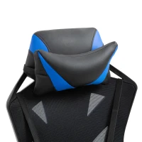 Vinsetto Cadeira Gaming Ergonómica Cadeira Gaming para Escritório com Altura Ajustável Encosto Regulável Almofada Lombar Apoio para os Pés Retráteis 65x70x117-125cm Azul(m-13)