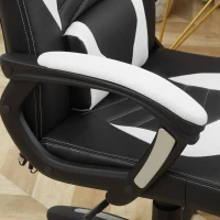 HOMCOM Cadeira de Escritório  inclinavél e Giratória com 6 Pontos de Massagem e Aquecimento - Preto e branco - 68x69x108-117 cm(m-5)