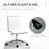 Vinsetto Cadeira de Escritório Operativa Giratória com Altura Ajustável Encosto Estofado em Couro Sintético 47x57x76,5-86,5cm Branco(m-4)