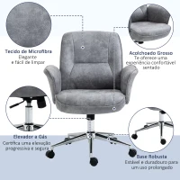 Vinsetto Cadeira de Escritório Ergonômica Giratória com Altura Ajustável Apoio para os Braços e Encosto Acolchoado 67x69x92-102cm Cinza(m-7)