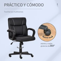 Vinsetto Cadeira de Escritório Operativa Giratória com Altura Ajustável Apoio para os Braços 61x69x90-100cm Preto(m-6)