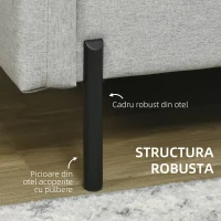 HOMCOM Canapele cu 2 Locuri pentru Camera de Zi, Canapea Mica, Canapea Tapitata cu 2 Buzunare Laterale, Gri Deschis(m-6)