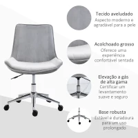 HOMCOM Cadeira de Escritório Operativa Giratória com Altura Ajustável Encosto Estofado em Pelúcia 52,5x60x82-91cm Cinza(m-7)