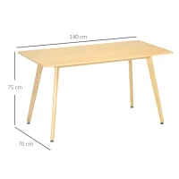HOMCOM Esstisch, Küchentisch, Tischplatte in Holzoptik, Beine aus Buchenholz, 140 x 70 x 75 cm(m-3)