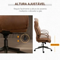 Vinsetto Cadeira de Escritório Ergonômica Giratória com Altura Ajustável Apoio para a Cabeça Apoio para o Braço e Encosto Acolchoado 61,5x52,5x118-126cm Marrom(m-4)
