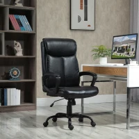 Vinsetto Cadeira de Escritório Giratória Ergonómica com Altura Ajustável Apoio para os Braços Alto Acolchoado de Couro Sintético 67x69x107-117cm Preto(m-2)