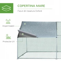 Pawhut Cotet Gaini – Mare, Metal Galvanizat cu 2 Camere & Copertina(m-4)