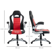 HOMCOM Cadeira de escritório ergonômica Altura ajustável Apoios de braços dobráveis com 5 rodas carga 120 kg 65x69x112-122 cm(m-3)