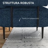 HOMCOM Poltrona Moderna per Casa e Ufficio in Tessuto effetto Lino con Imbottitura, 89x72.5x76 cm, Blu Scuro(m-5)