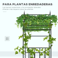 Outsunny Arco de Jardín de Metal Enrejado para Plantas Trepaderas Enredaderas Exterior Patio Terraza 140x60x265 cm Negro(m-4)