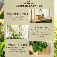 Outsunny Huerto Urbano Elevado de Madera con Celosía para Enredaderas y Ruedas para Plantas Flores 79x29x130 cm Natural(m-4)