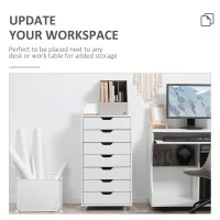 Vinsetto Vertical Filing Cabinet, 7-drawer File Cabinet, Mobile Office Cabinet on Wheels for Study, Home Office, White(m-4)