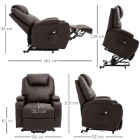HOMCOM Opsta Stoel met Afstandsbediening en Verstelbare Rugleuning voor Huisgebruik, Koffiebruin(m-3)