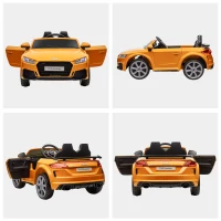HOMCOM Kids Licensed Audi TT RS Ride-On Car 12V Battery w/ Remote Suspension Headlights and MP3 Player 3km/h Yellow(m-8)