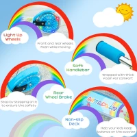 HOMCOM Kids Scooter, with Lights, Music, Adjustable Height, Foldable Frame, for Ages 3-7 Years - Blue(m-7)