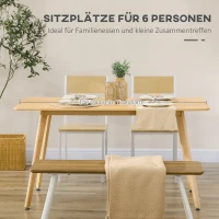 HOMCOM Esstisch, Küchentisch, Tischplatte in Holzoptik, Beine aus Buchenholz, 140 x 70 x 75 cm(m-4)