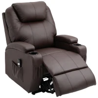 HOMCOM Opsta Stoel met Afstandsbediening en Verstelbare Rugleuning voor Huisgebruik, Koffiebruin(m-9)