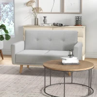 HOMCOM Canapé banquette 2 places style scandinave dossier capitonné en tissu 143 x 84 x 85 cm gris clair(m-7)