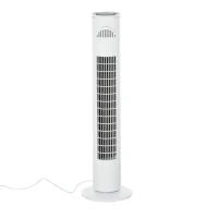 HOMCOM Ventilador de Torre con Mando Temporizador de 10h Oscilación 70° 3 Velocidades y 3 Modos 45W Ø22x77 cm Blanco(m-1)