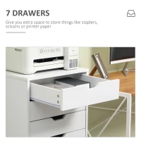 Vinsetto Vertical Filing Cabinet, 7-drawer File Cabinet, Mobile Office Cabinet on Wheels for Study, Home Office, White(m-5)