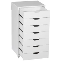 Vinsetto Vertical Filing Cabinet, 7-drawer File Cabinet, Mobile Office Cabinet on Wheels for Study, Home Office, White(m-8)