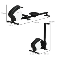 SPORTNOW Rameur d'appartement pliable 8 niveaux de résistance magnétique écran LCD Multifonction acier noir blanc(m-3)