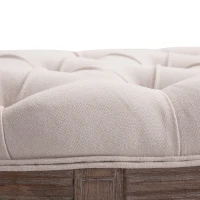 HOMCOM® ŁAWKA TAPICEROWANA Z GUZIKAMI WŁÓKNO LNIANE+DREWNO beżowy(m-7)