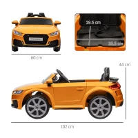 HOMCOM Kids Licensed Audi TT RS Ride-On Car 12V Battery w/ Remote Suspension Headlights and MP3 Player 3km/h Yellow(m-3)