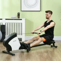 SPORTNOW Rameur d'appartement pliable 8 niveaux de résistance magnétique écran LCD Multifonction acier noir blanc(m-2)