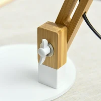 HOMCOM Bureaulamp in vintage design, bamboe, verstelbare zwenkarm, wit + natuurlijk.(m-9)