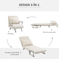 Homcom Fotoliu Pat 2-in-1 – Design Modern cu Spatar Reglabil(m-5)