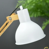 HOMCOM Bureaulamp in vintage design, bamboe, verstelbare zwenkarm, wit + natuurlijk.(m-8)