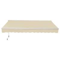 Outsunny Toldo Manual 3,5x2,5 m de Alumínio Toldo de Varanda Pátio com Manivela e Proteção Solar UV para Jardim Exterior Creme(m-13)
