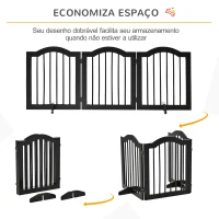 PawHut Barreira de Segurança Dobrável para Cães Pequenos com 3 Painéis e 2 Suportes 154,5x29,5x61 cm Preto(m-5)