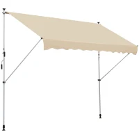 Outsunny Toldo Portátil Pátio Varanda 3x1,5m Toldo Manual Dobrável de Alumínio Altura Regulável com Manivela para Terraço Jardim Bege(m-1)