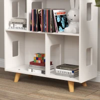ZONEKIZ Libreria per Bambini 3-6 Anni a 3 Livelli per Libri e Giochi, in MDF e Legno di Pino, 65x25x108.5 cm, Bianco(m-8)