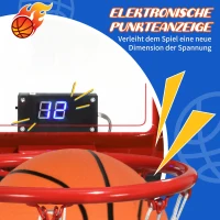 ZONEKIZ Basketballständer für Kinder 6+ Jahre, elektronische Punkteanzeige, 115-165 cm Korbhöhe, befüllbare Basis, rot(m-4)