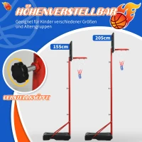 ZONEKIZ Basketballständer für Kinder 6+ Jahre, elektronische Punkteanzeige, 115-165 cm Korbhöhe, befüllbare Basis, rot(m-5)