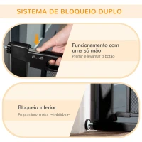PawHut Barreira de Segurança para Cães Extensível 75-103 cm com 2 Extensões Duplo Bloqueio Fechamento Automático Preto(m-4)