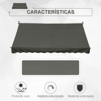 Outsunny Toldo Manual Retrátil para Exterior 300x150x170-280cm Toldo Enrolável Altura Ajustável com Manivela Proteção Solar para Terraço Balcão Jardim Cinza(m-4)
